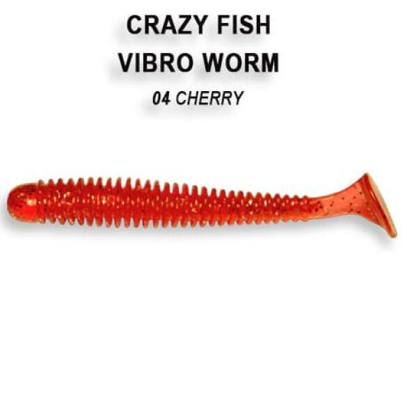 Резина Crazy Fish Vibro Worm 2'' №04, Рыба, 8шт