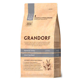 0,4кг Корм GRANDORF CAT Rabbit&Turkey STERILISED низкозерновой для стерилизованных кошек, Кролик с индейкой