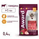 1,5кг Корм Award Indoor Big cats для взрослых домашних кошек крупных пород с Говядиной и Курицей с добавлением брокколи и юкки Шидигера