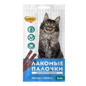 5гр*3шт Лакомство Мнямс "Лакомые палочки" для кошек с Форелью и Лососем