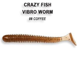 Резина Crazy Fish Vibro Worm 2'' №08, Жареная рыба, 8шт