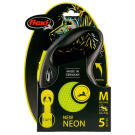 Рулетка Flexi Neon New М светоотражающая до 25кг лента 5м, Желтый неон