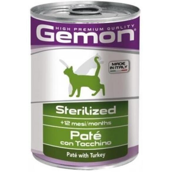 400гр Корм Gemon Cat Adult PATE Sterilised Turkey для стерилизованных кошек, паштет с Индейкой