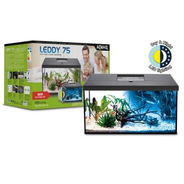 Аквариум AQUAEL SET LEDDY 75 Day&Night, 105л, 75*35*40см черный (фильтр и нагреватель в комплекте)