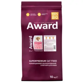 10кг Корм Award Healthy growth для котят от 1 месяца, беременных и кормящих кошек с Индейкой и Курицей с добавлением рыбьего жира и семян льна