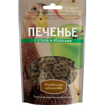 Лакомство "Печенье" для собак с уткой и яблоками "Деревенские лакомства", 100гр