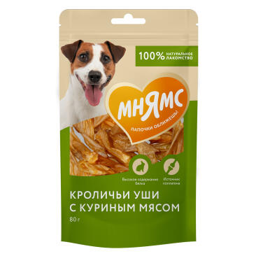 Лакомство в развес Мнямс для собак "Уши кроличьи", 1кг