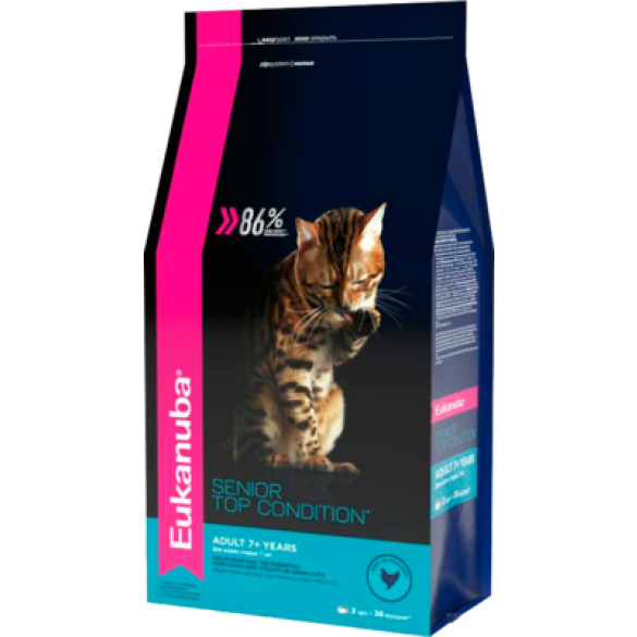 0,4кг Корм Eukanuba CAT Senior Top Condition  для котов старше 7 лет с Курицей