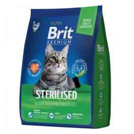 2кг Корм Brit Premium Cat Sterilised Chicken для стерилизованных кошек с Курицей