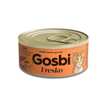 70гр Консервы Gosbi Fresko Cat Adult для взрослых кошек, Тунец Лосось и Папайя