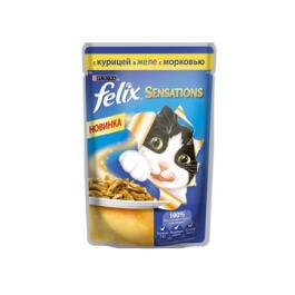 75гр Корм для кошек FELIX SENSATIONS с Курицей и Морковью в желе