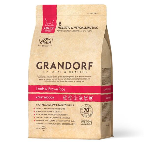 0,4кг Корм GRANDORF CAT Lamb&Rice INDOOR низкозерновой для взрослых кошек с ягнёнком и индейкой
