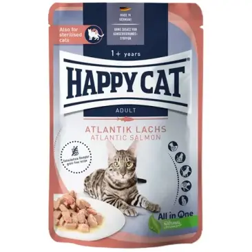 85гр Корм влажный HAPPY CAT Culinary Meat in Sauce AtlantikLachs для кошек с Лососем