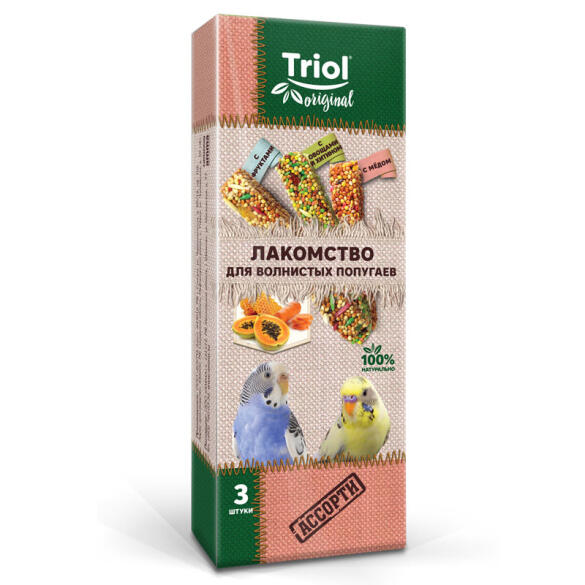 80г Лакомство Triol Original для волнистых попугаев АССОРТИ, 3шт