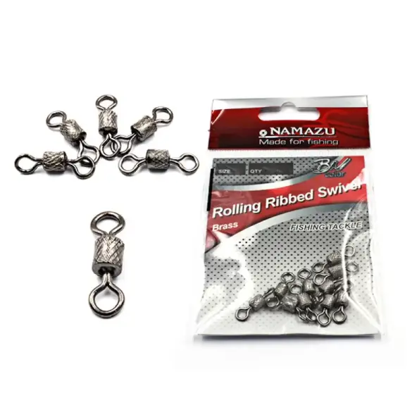 Вертлюг Namazu Pro ROLLING RIBBED SWIVEL, Carbon,9 test-6кг, латунь