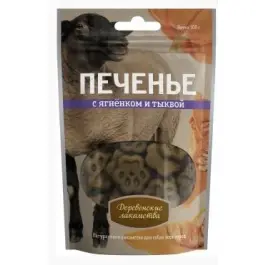 Лакомство "Печенье" для собак  с ягненком и тыквой "Деревенские лакомства", 100гр