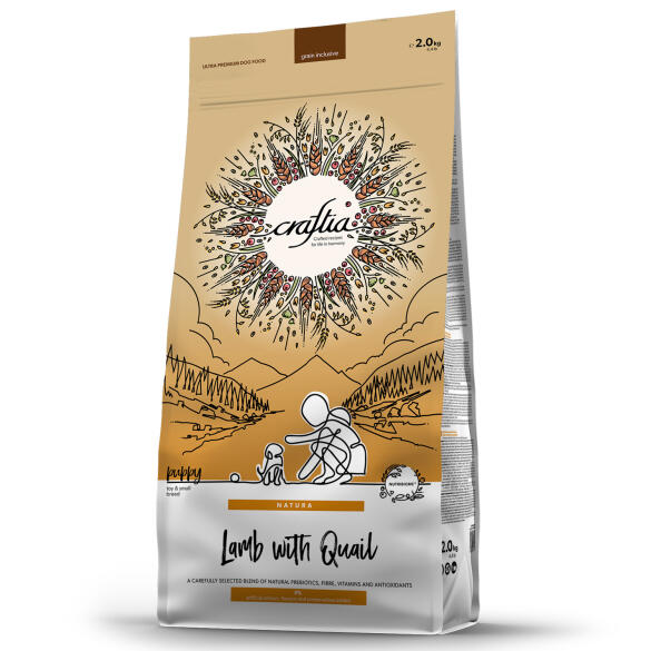 2кг Корм Craftia Natura Puppy Mini для щенков миниатюрных и мелких пород из Ягненка с перепелкой