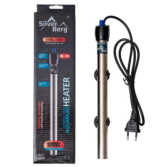Нагреватель Silver Berg Steel 100W, для аквариума от 60 до 110л