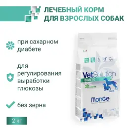 2кг Корм Monge VetSolution Dog Diabetic Ветеринарная диета для собак с сахарным диабетом