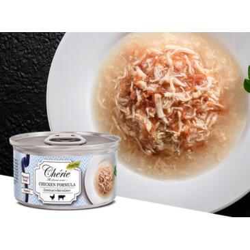 80гр Консервы Pettric Cherie Chicken Formula для кошек, Рубленная курица с говядиной в подливе