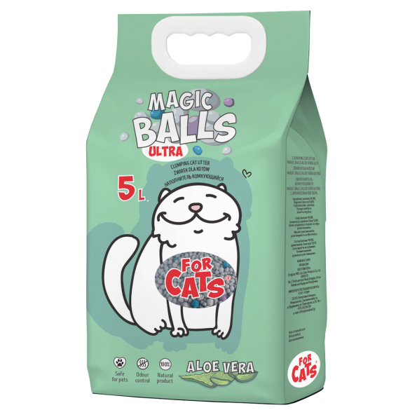 Наполнитель комкующийся FOR CATS MAGIC BALLS Ultra Алоэ Вера, 5л