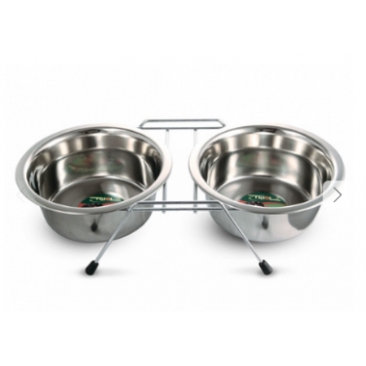 Миска Triol металлическая на подставке, 2шт 0,40л
