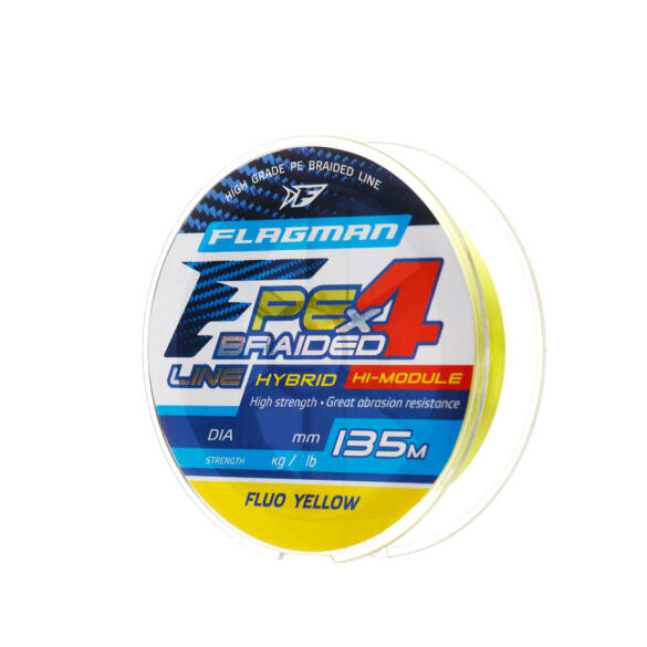 Плетеный шнур FLAGMAN PE Hybrid F4 0,14 мм 135м, FluoYellow 7.7кг/17lb