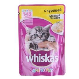 75гр Корм для котят WHISKAS паштет Курица