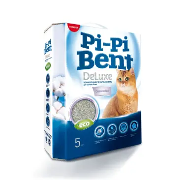 Наполнитель "Pi-Pi-Bent", Deluxe Clean Cotton, бентонит, 5 кг