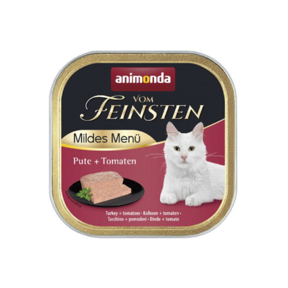 100гр Консервы Animonda Vom Feinsten Mildes Menu для взрослых кошек с Индейкой и томатоми, паштет