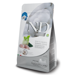 2кг Корм Farmina N&D White Dog Sea Bass, Spirulina&Fennel Adult Mini для собак мелких пород с белой шерстью с Сибасом, спирулиной и фенхель