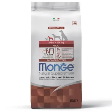 2,5кг Корм Monge Dog Monoprotein Mini Adult Lamb/Rice для взрослых собак мелких пород c Ягненком и рисом