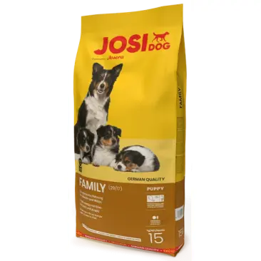 15кг Корм JosiDog Family (Reproduction/puppy 29/17) для беременных и кормящих сук и прикорма щенков с домашней Птицей, Рисом и Кукурузой
