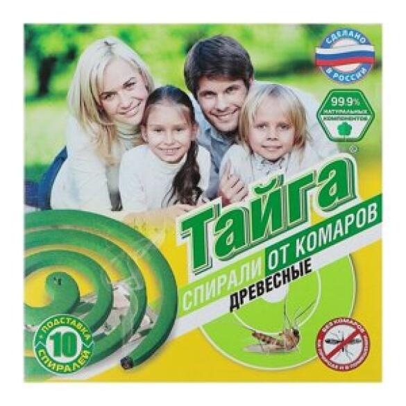 Антикомариные спирали "Тайга" древесные, 10шт
