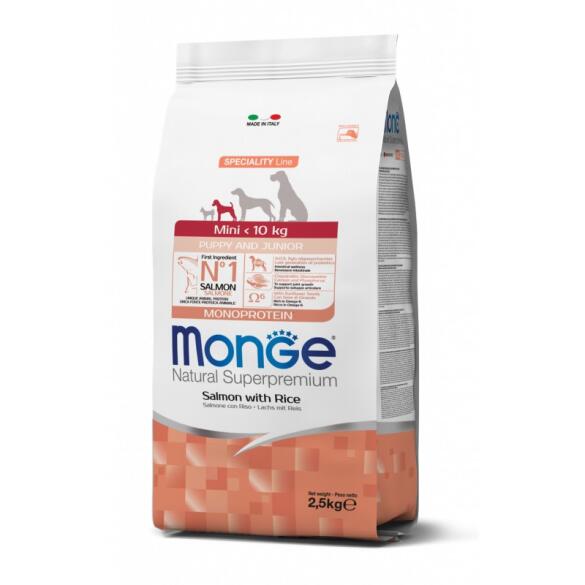 Корм в развес Monge Dog Monoprotein Mini Puppy&Junior Salmon/Rice для щенков мелких пород с Лососем и рисом, 1кг