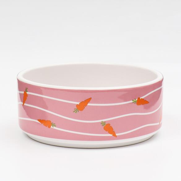 Миска керамическая ПИЖОН "Зайчик с морковками", 300мл, 13*13*5cм, розовая