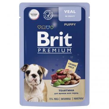 85гр Корм Brit Premium для щенков всех пород с телятиной в соусе