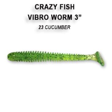 Резина Crazy Fish Vibro Worm 3'' №23, Кальмар, 5шт