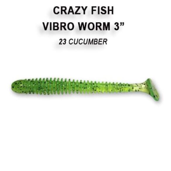 Резина Crazy Fish Vibro Worm 3'' №23, Кальмар, 5шт