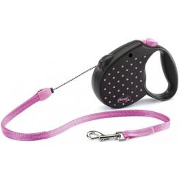 Рулетка FLEXI Color Dots М 20кг 5м трос, розовая