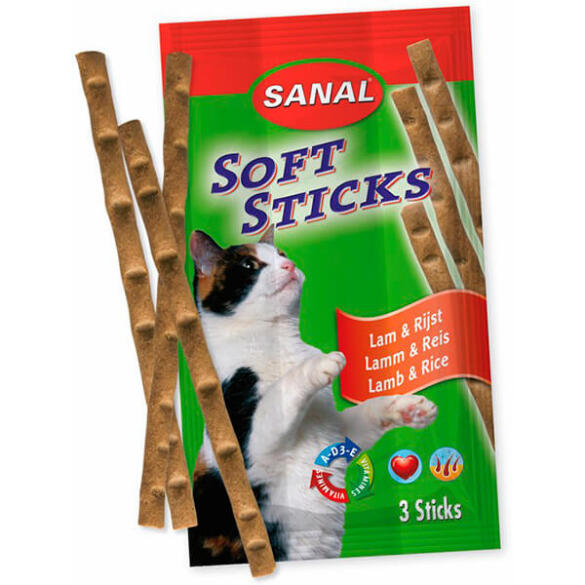 3шт Лакомство SANAL для кошек Палочки Ягненок и Рис
