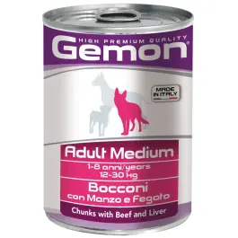 415гр Корм Gemon Dog MEDIUM Adult Beef / Liver для собак средних пород кусочки c Говядиной