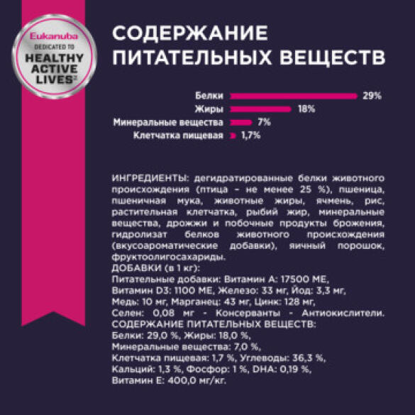 Корм в развес Eukanuba DOG Puppy Medium Breed для щенков средних пород от 1 мес с птицей, 1кг