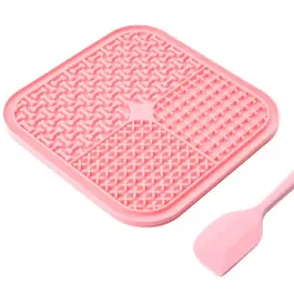Лизательный коврик Mr.Kranch силиконовый, 20*20см розовая с лопаткой