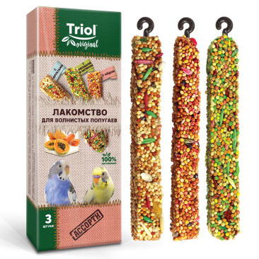 80г Лакомство Triol Original для волнистых попугаев АССОРТИ, 3шт