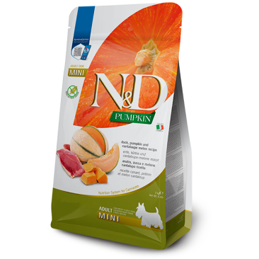 2кг Корм Farmina N&D Grain Free Pumpkin Dog Duck& Cantaloupe Adult Mini беззерновой для взрослых собак мелких пород с Уткой, тыквой и дыней