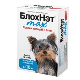 Капли на холку БлохНэт Астрафарм от блох, вшей, власоедов, клещей и других паразитов для собак до 10кг, 1мл