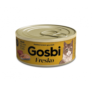 70гр Консервы Gosbi Fresko Cat Adult для взрослых кошек, Тунец и лосось в желе