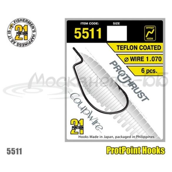 Крючок офсетный Pontoon 21 Teflon Coated 5511 №3/0 4шт