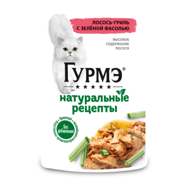 75гр Корм для кошек Gourmet Натуральные рецепты Индейка с горошком